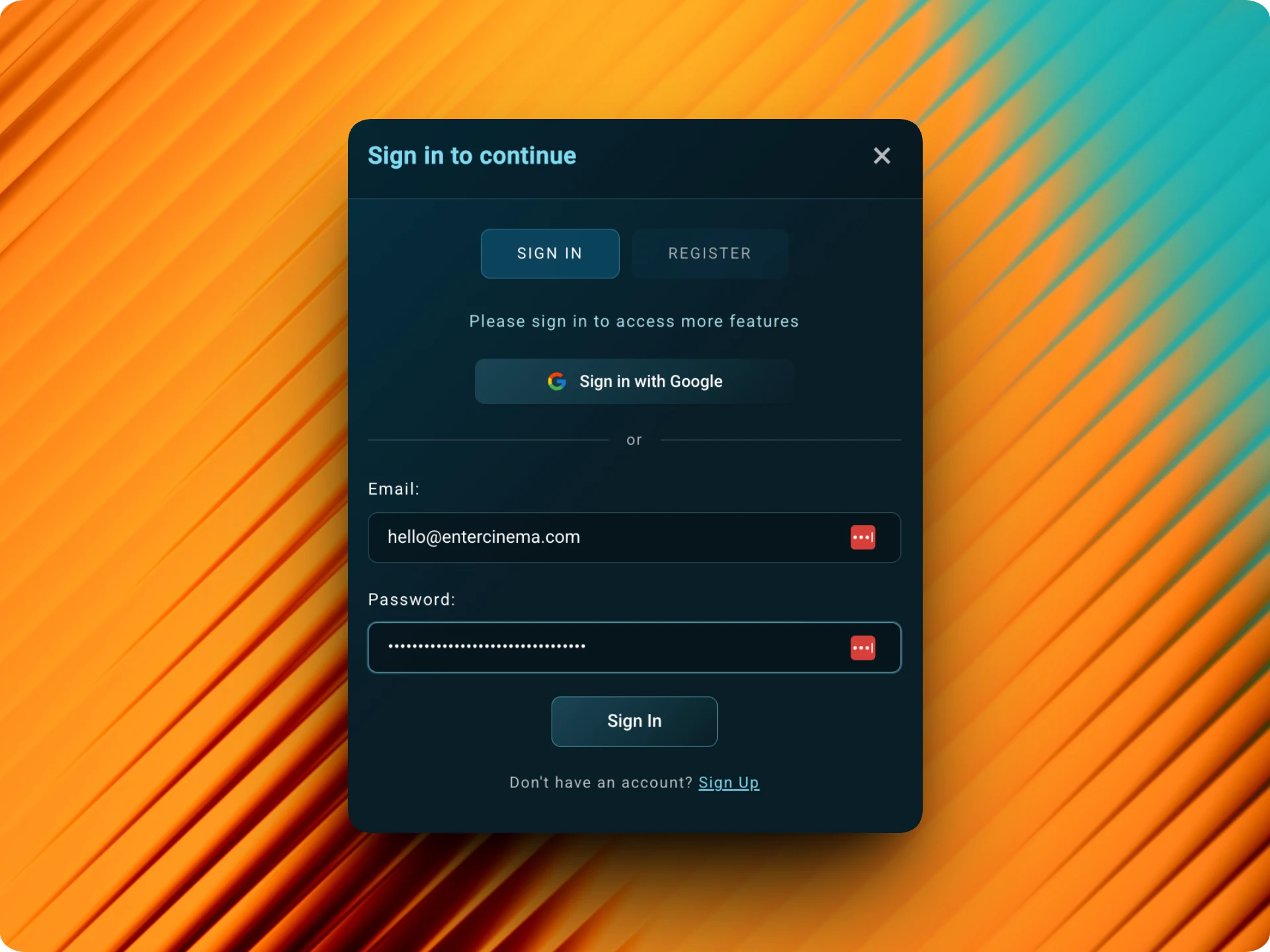 Cinemagoria Authentication